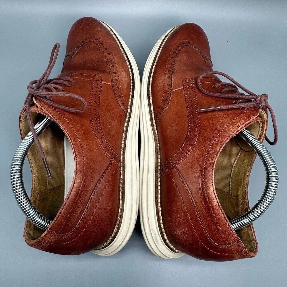 Cole Haan Original Grand Men's 10.5 Brown Leather Energyweave Wingtip Oxfords